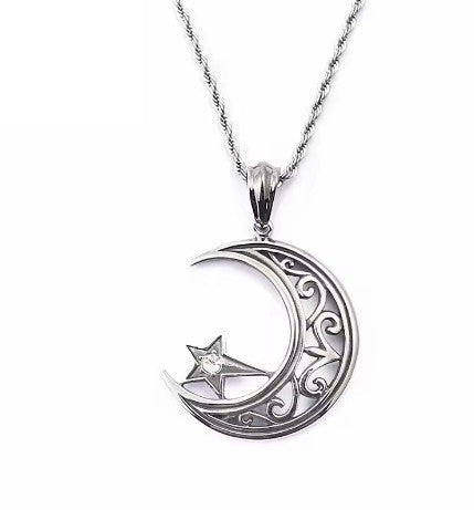 Men's,Women Punk Moon Globe Charm Pendant Necklace