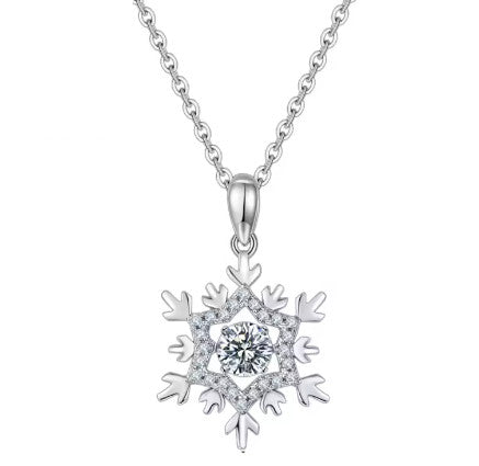 Women's Silver Snowflake Moissanite Diamond Necklace