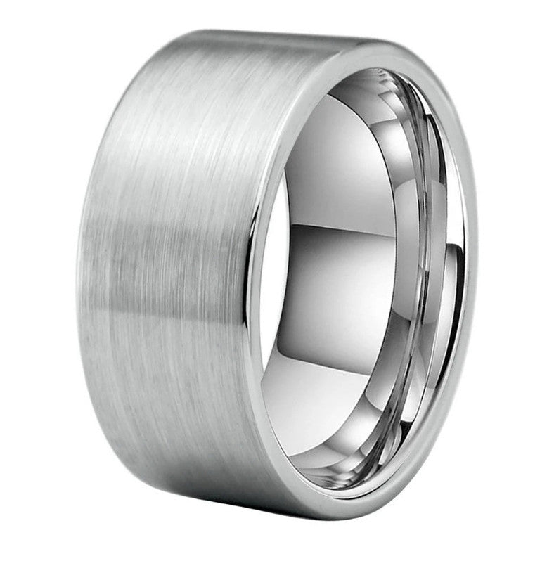Big Men Tungsten Carbide Finger Ring Flat Band Brush