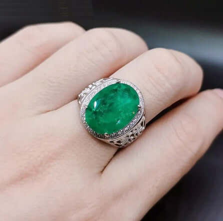 Check Out Our Mobile Watch Price, Mens Emerald Crystal Ring Lab Created gemstone Silver
