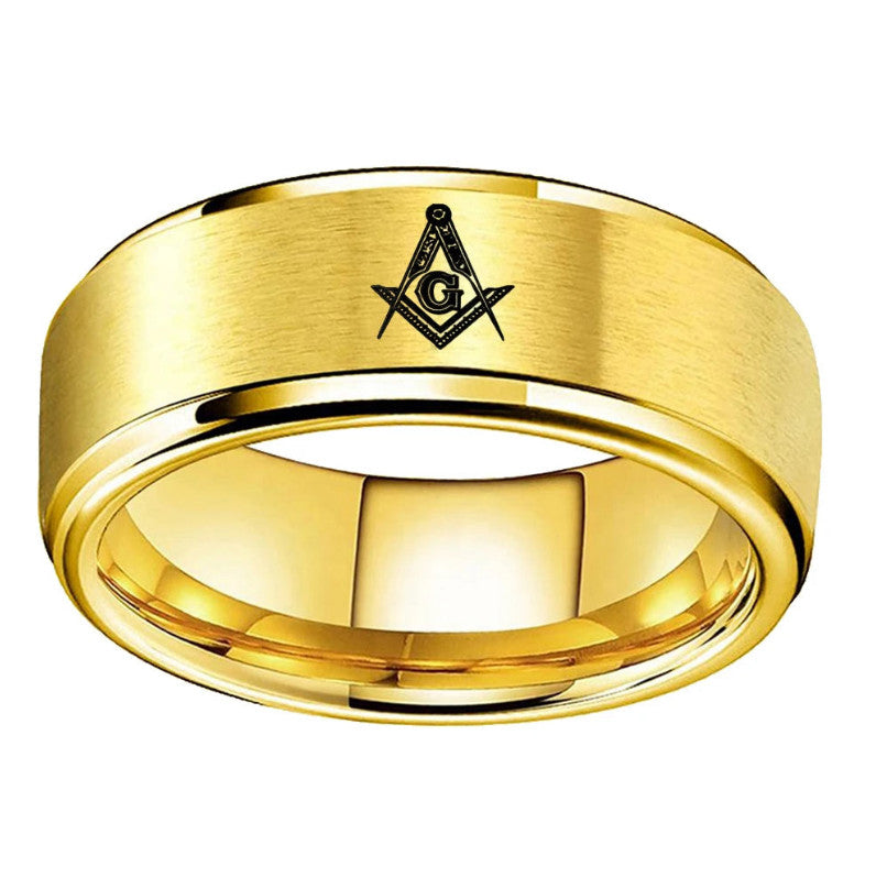 Mens, Womens Stainless Steel  Masonic Brushed Ring