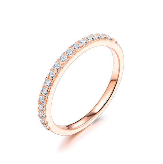 Woman, Girls,18K Rose Gold Plated Diamond Moissanite Ring