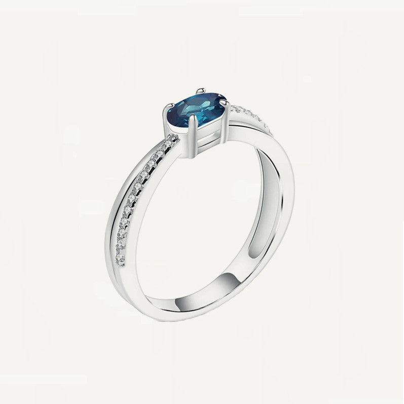 Women Infinity Genuine Oval Topaz Garnet Amethyst Opal Ring