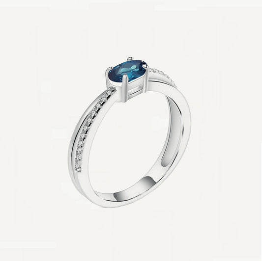 Women Infinity Genuine Oval Topaz Garnet Amethyst Opal Ring