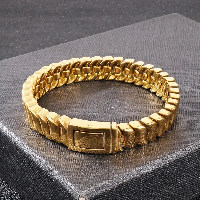 Stainless Steel Keel Chain Bracelet for Men Punk Polished
