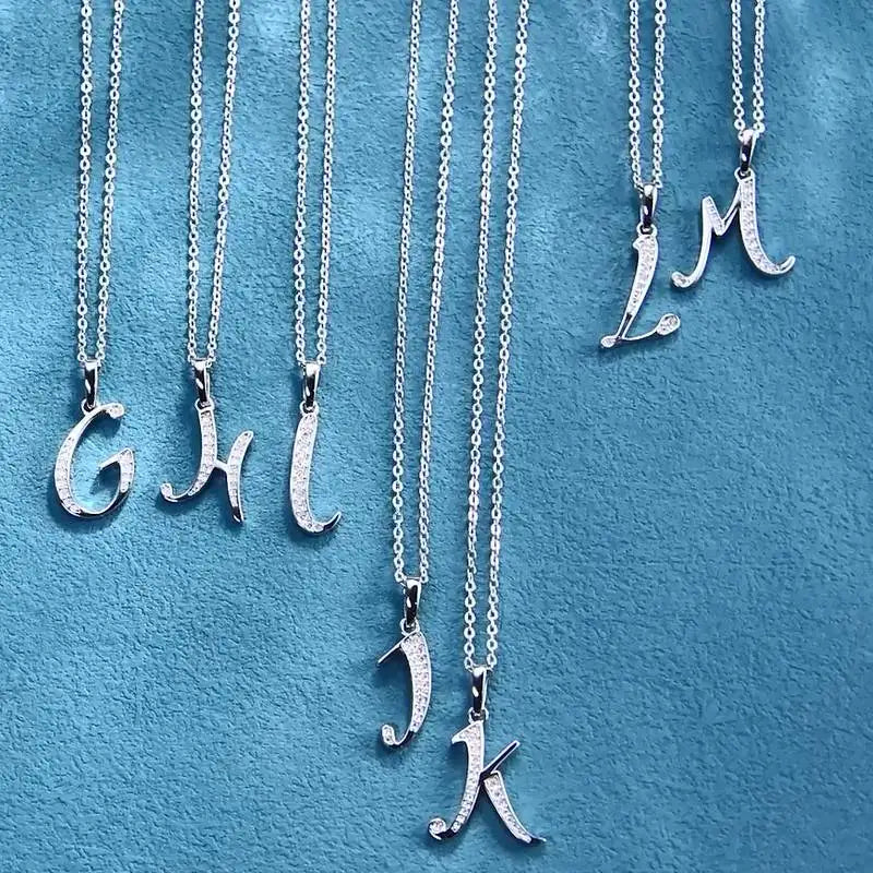 Couples Letter Initial Name Moissanite Necklace 925 Silver