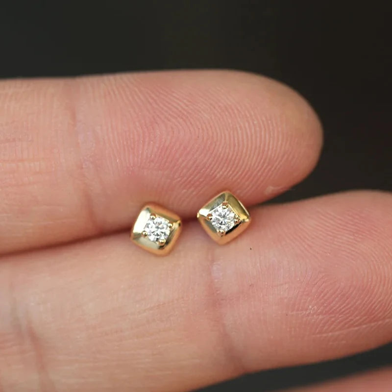 Silver Small Square Moissanite Stud Earrings for Women
