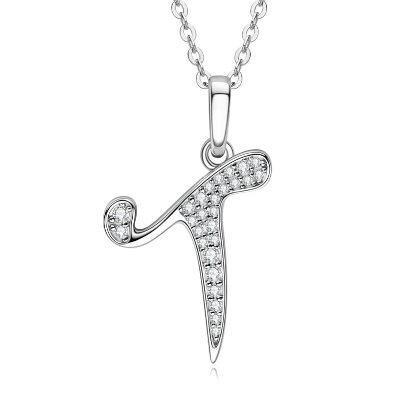 Couples Letter Initial Name Moissanite Necklace 925 Silver