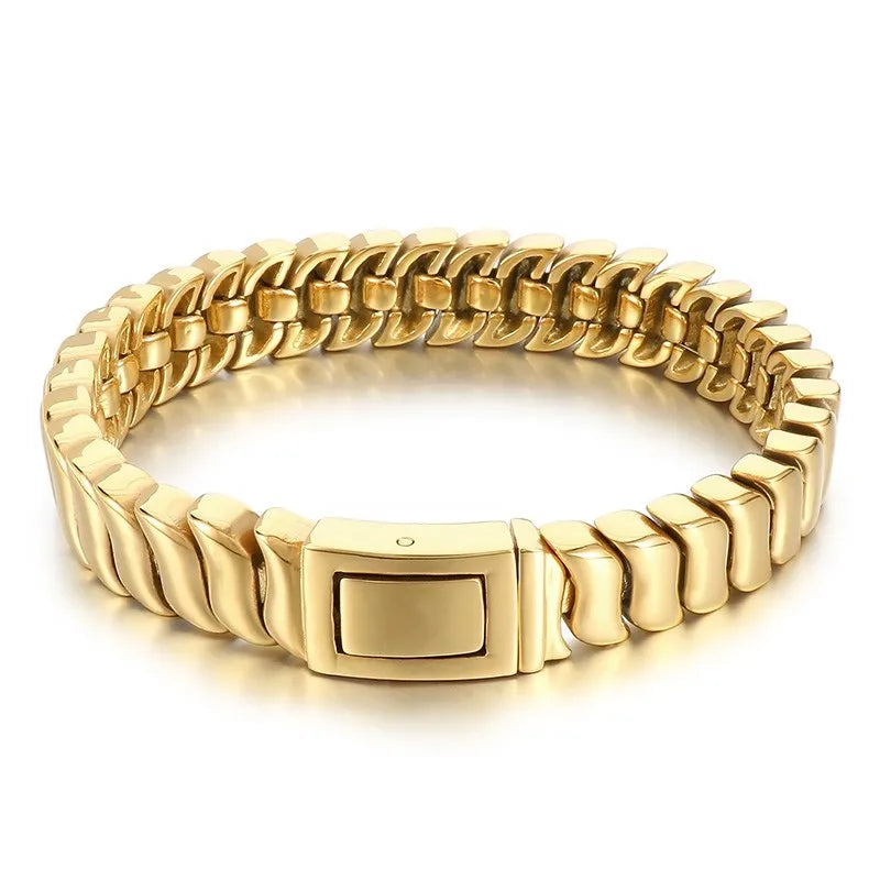 Stainless Steel Keel Chain Bracelet for Men Punk Polished