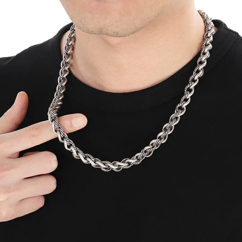 Men's Stainless Steel Chain Link Fashion Twisted Necklace