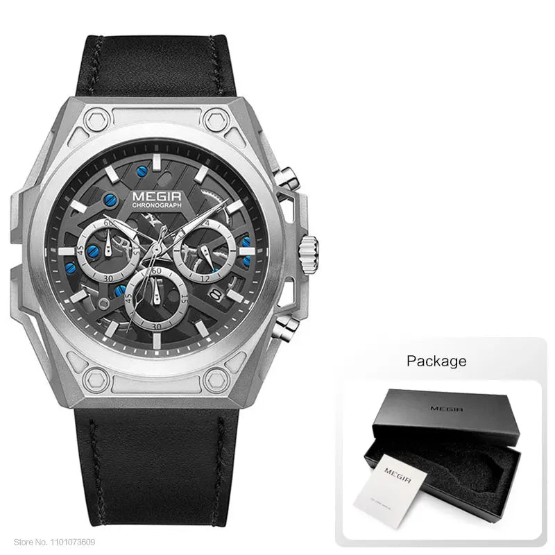 Mens Stainless Steel Dress Wrist Watch Waterproof Chronograph Quartz.