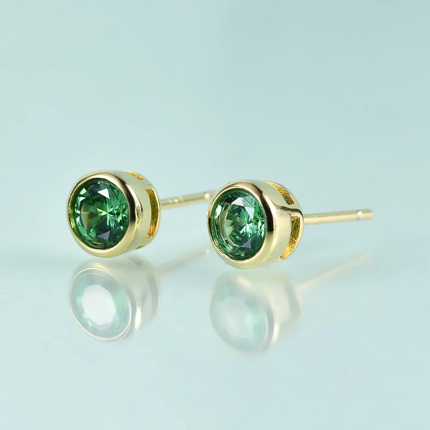Woman's Sterling Silver Emerald Birthstone Stud Earrings