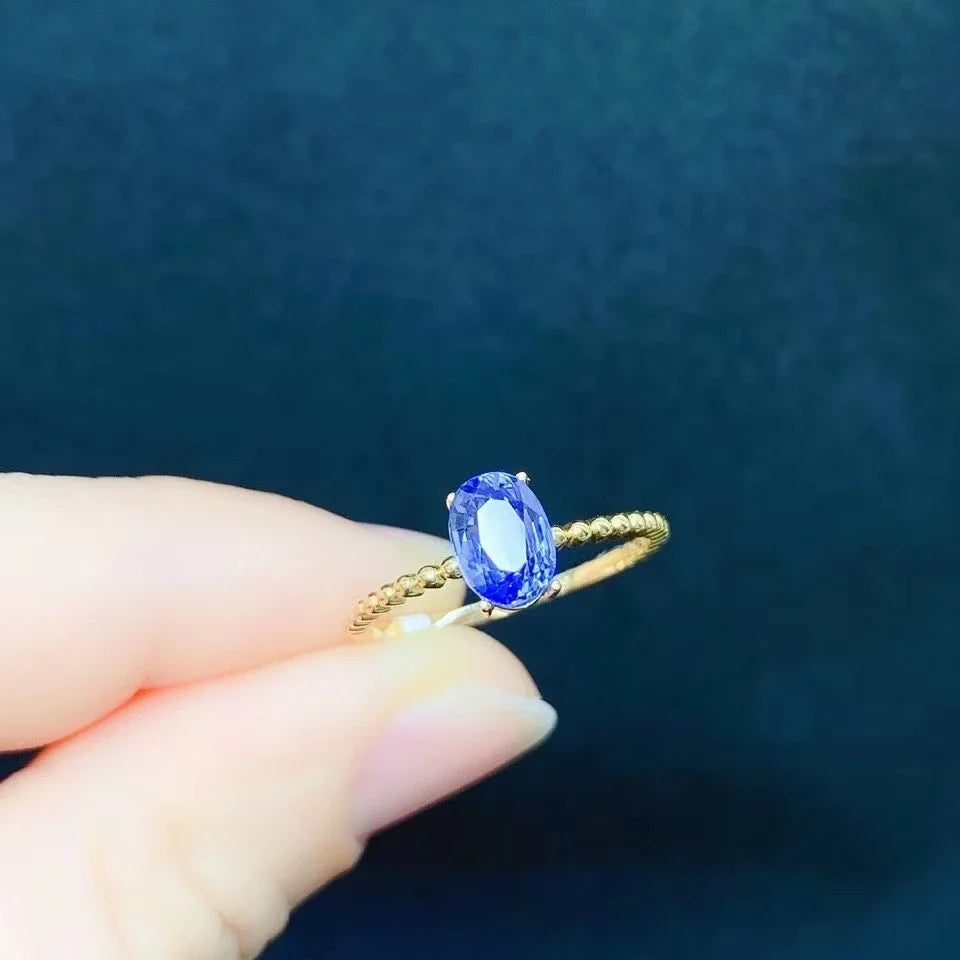 18K Gold Sapphire Ring for Wedding 1.3 Gram Yellow Gold Sapphire.