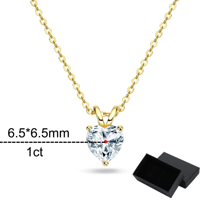 1ct Certified Heart Cut Moissanite Necklace for Women.