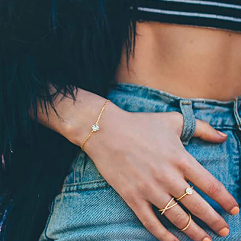 Solitaire Moissanite 925 Silver Chain Bracelet for Women