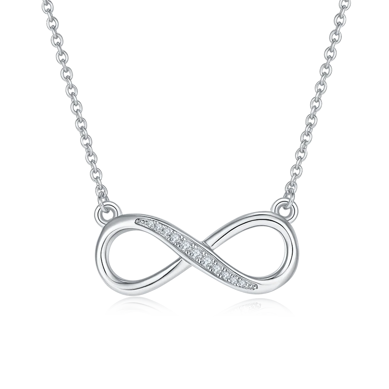 Woman's14k Rose Gold Silver Moissanite Infinity Necklace