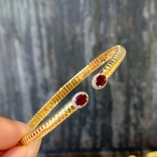 18K Yellow Gold Real Natrual Ruby Luxury Jewelry For Women.