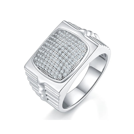 Moissanite Men's Ice out Ring 925 Sterling Silver Hip Hop Men's Ring.