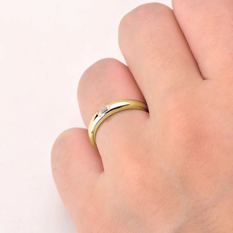 Womens Moissanite18k Gold Plated Silver Engagement Ring