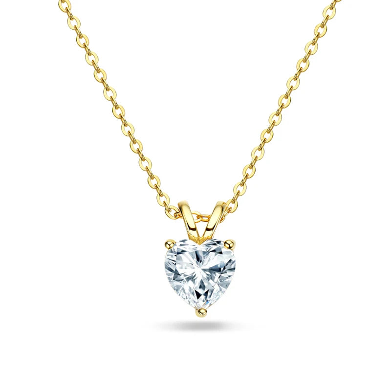 1ct Certified Heart Cut Moissanite Necklace for Women.