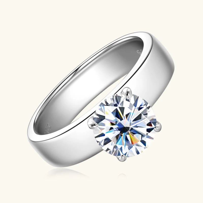 For Women And Men,18k Gold Plated Sliver Moissanite Ring