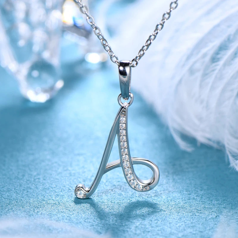 Couples Letter Initial Name Moissanite Necklace 925 Silver