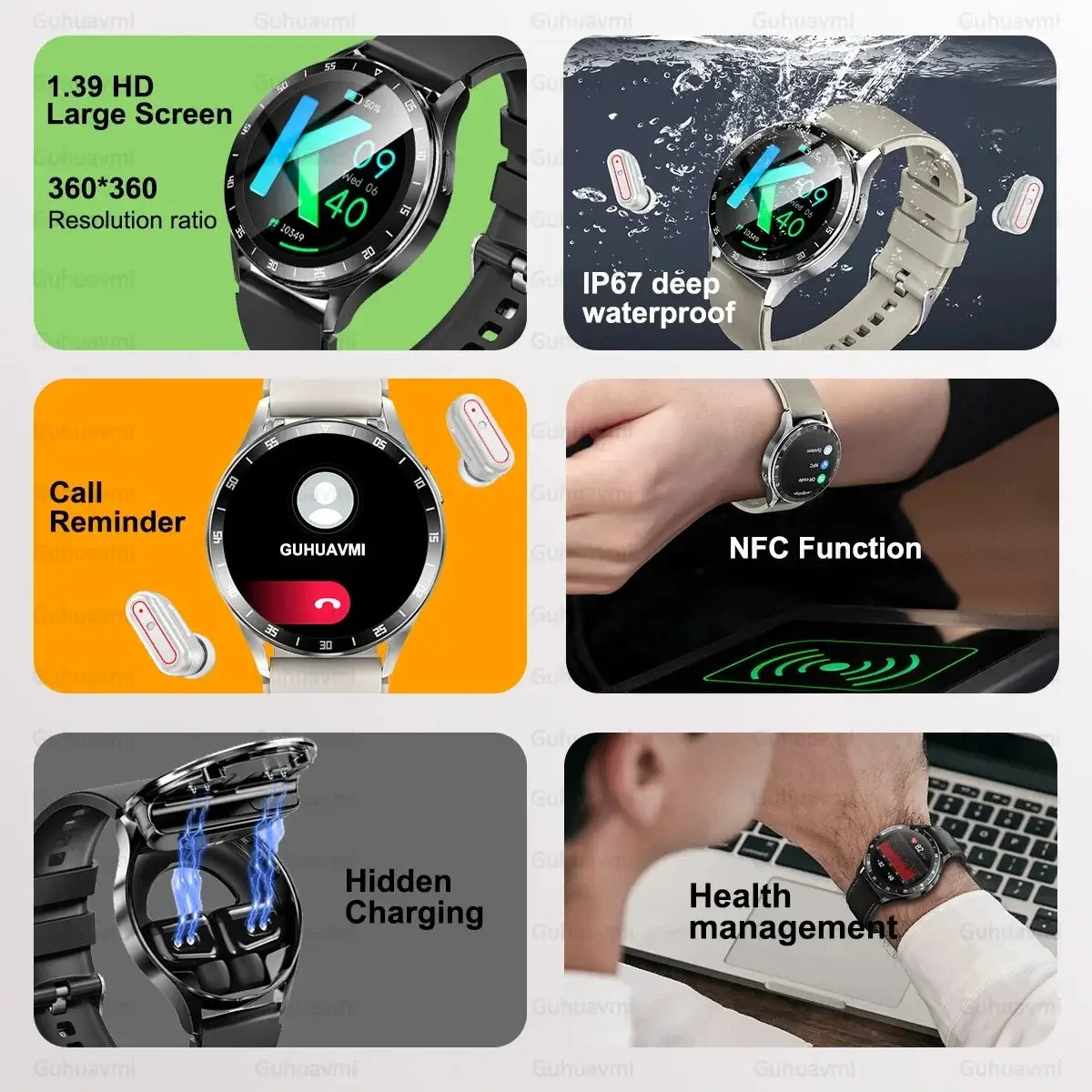 Mens 2 in 1 Wireless Bluetooth Blood Pressure Heart Rate Smart Watch. fashion smart Watch,Fit Bit Mens Watch,Mens Smart Watch