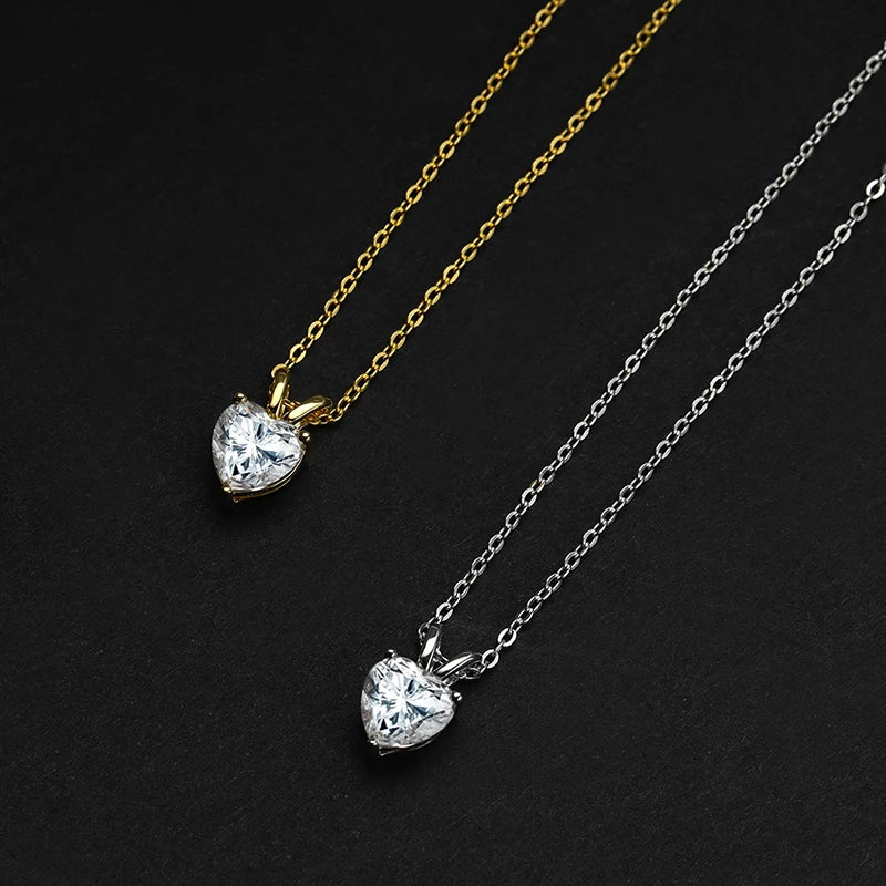 1ct Certified Heart Cut Moissanite Necklace for Women.