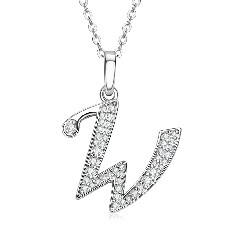 Couples Letter Initial Name Moissanite Necklace 925 Silver