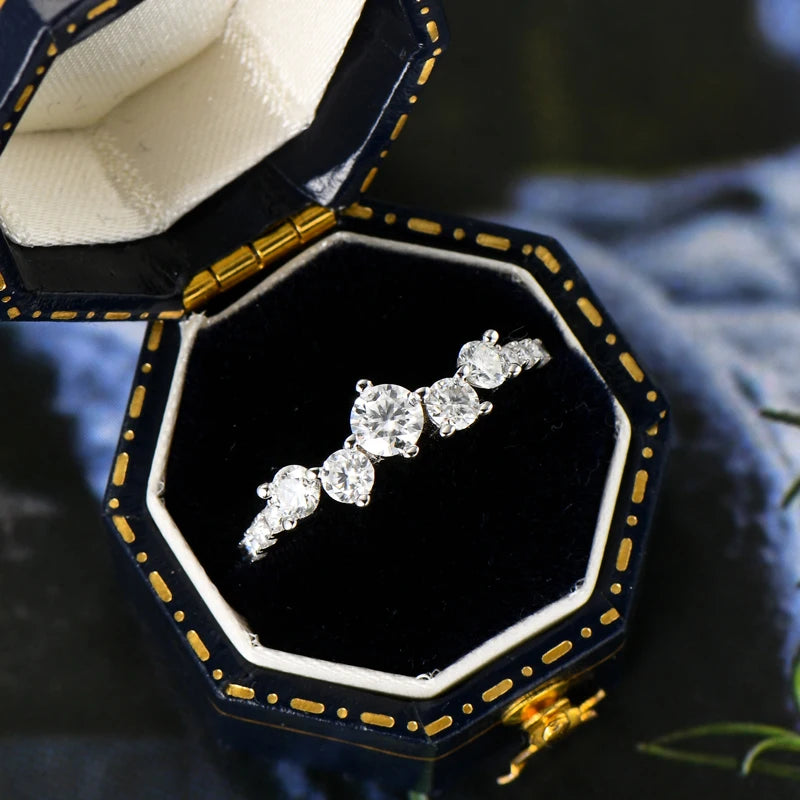 Womens Silver Plated 18k Gold Lab Diamond Moissanite Ring