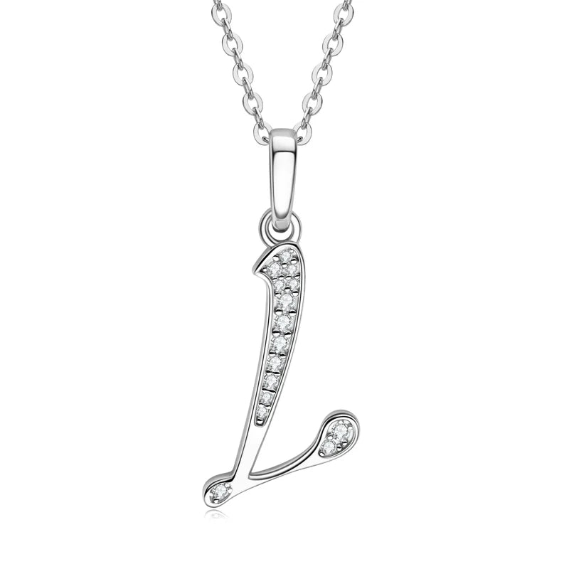 Couples Letter Initial Name Moissanite Necklace 925 Silver