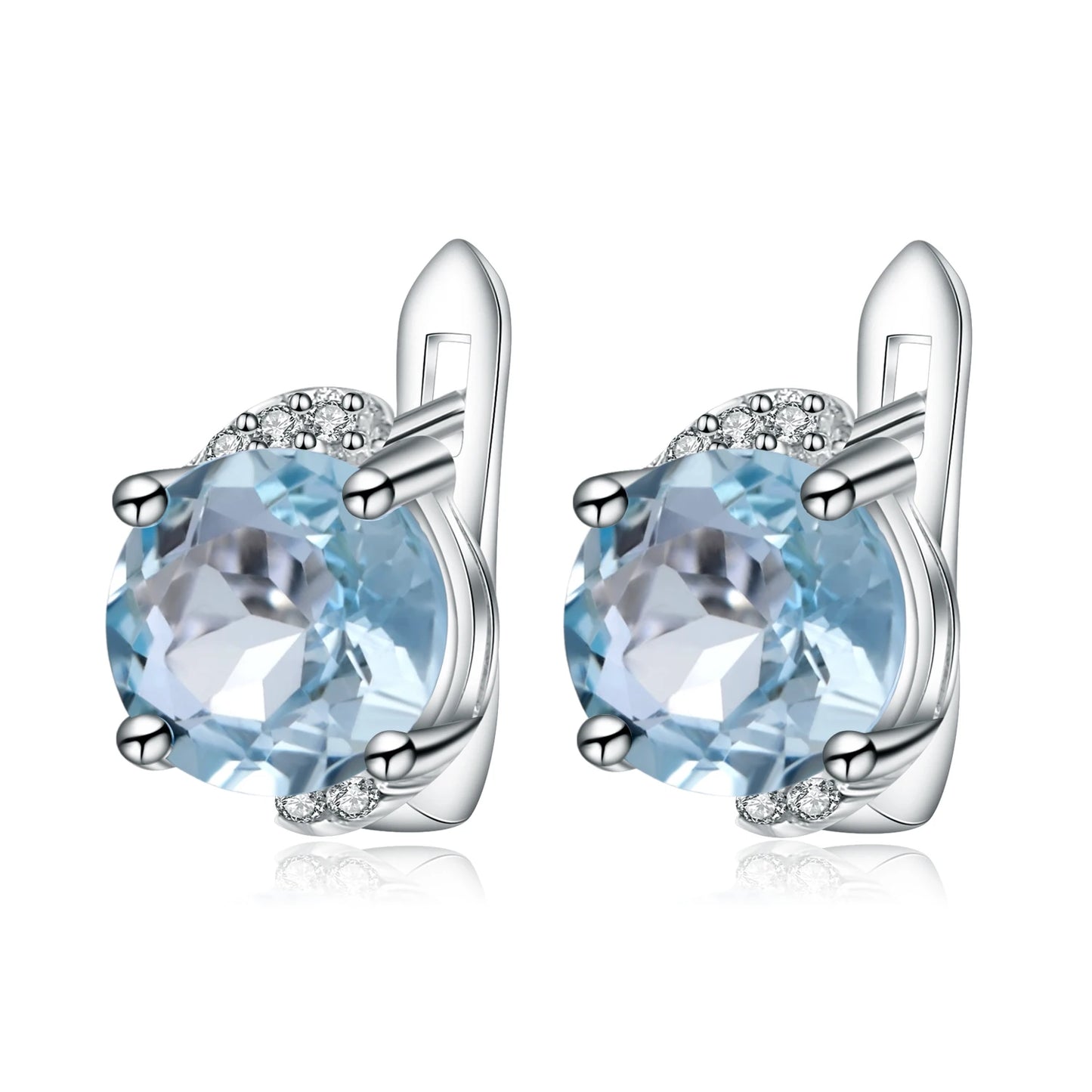 4.08t Green Amethyst Prasiolite Earrings Sterling Silver Stud Women.