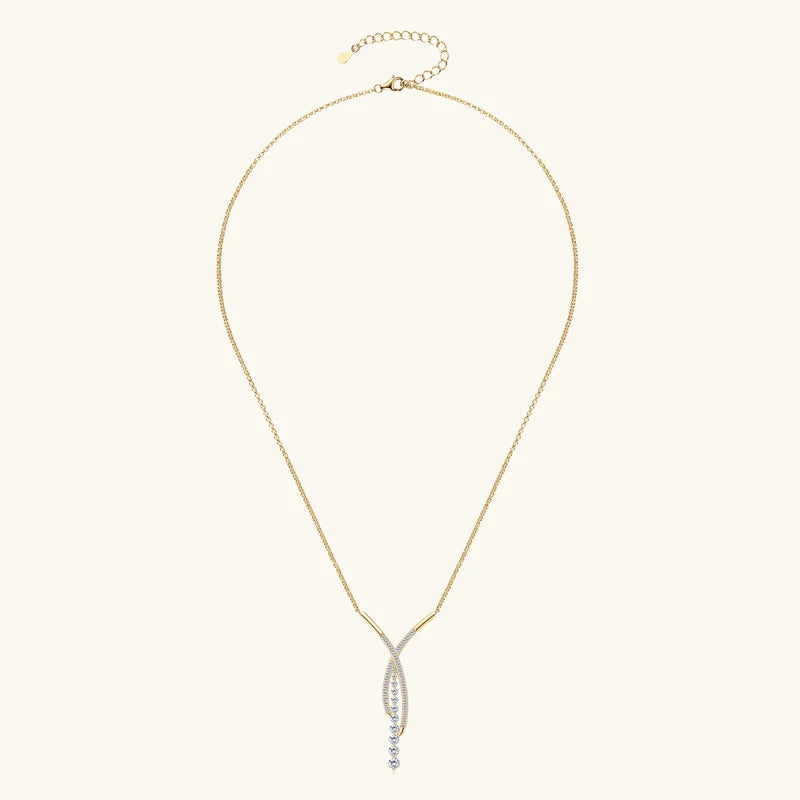 Women's Silver Adjustable Chain Moissanite Y Necklace