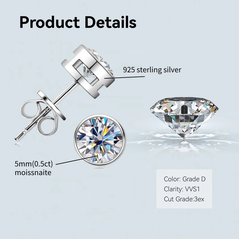 Moissanite Silver Plated Gold Earrings for Women