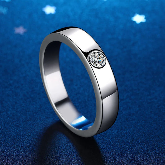 Mens Silver Moissanite Gemstone Lab Diamond Gold Plated Ring