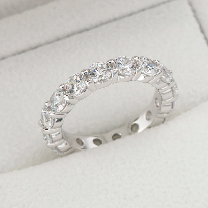 Womens Sterling Silver Round Cut Eternity Wedding Ring