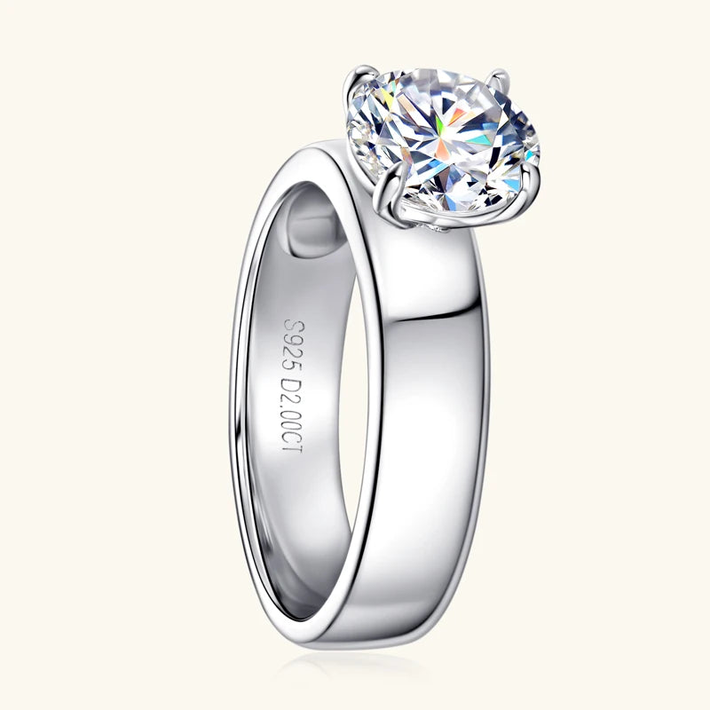Women's Sterling  Sliver Moissanite Wedding Engagement Ring