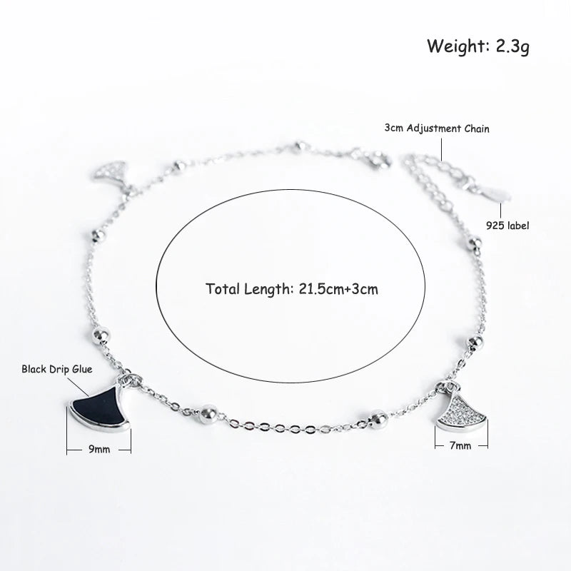 Women's 925 Sterling Silver Zircon Anklets Foot Chain