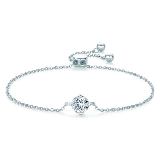 Solitaire Moissanite 925 Silver Chain Bracelet for Women