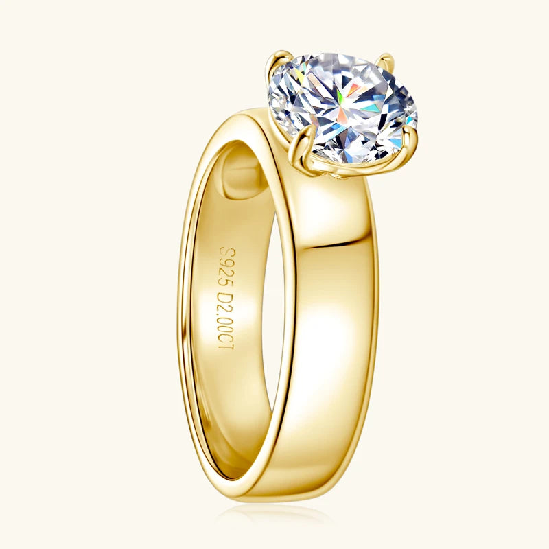 For Women And Men,18k Gold Plated Sliver Moissanite Ring