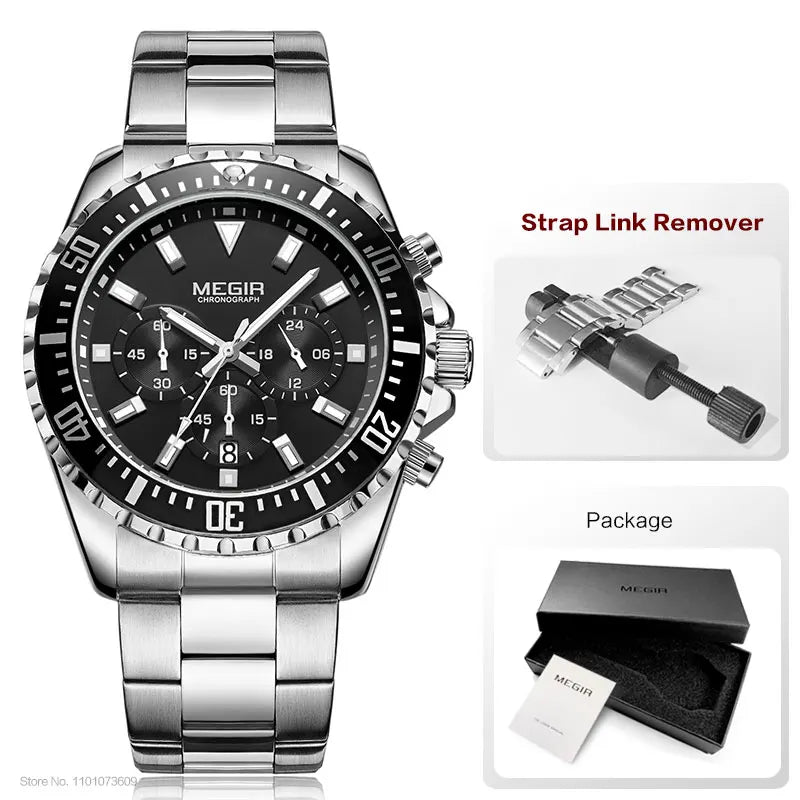 Man's Analogue Chronograph Quartz Stainless Steel Luminous Watch.