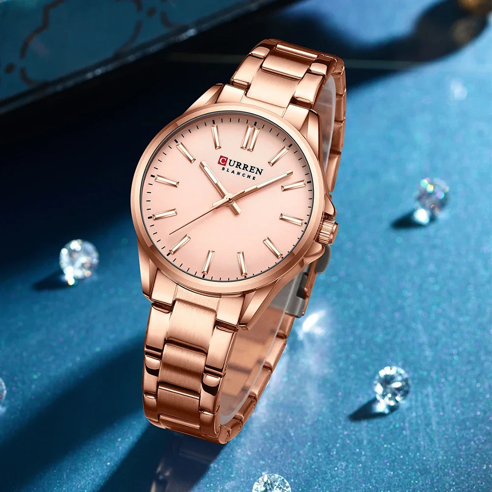 Womens  Stainless Steel Casual Round Dial Quartz Watch