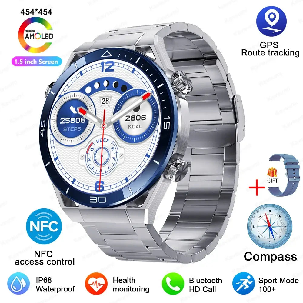 Smart Watch Men GPS Compass Heart Rate ECG+PPG Bluetooth Call. Fit Bit Mens Watch,Mens Smart Watch