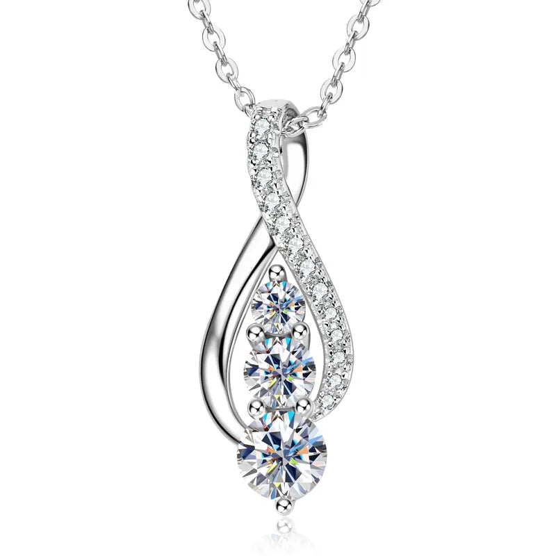 Women's 925 Sterling Silver Adjustable Moissanite Necklace