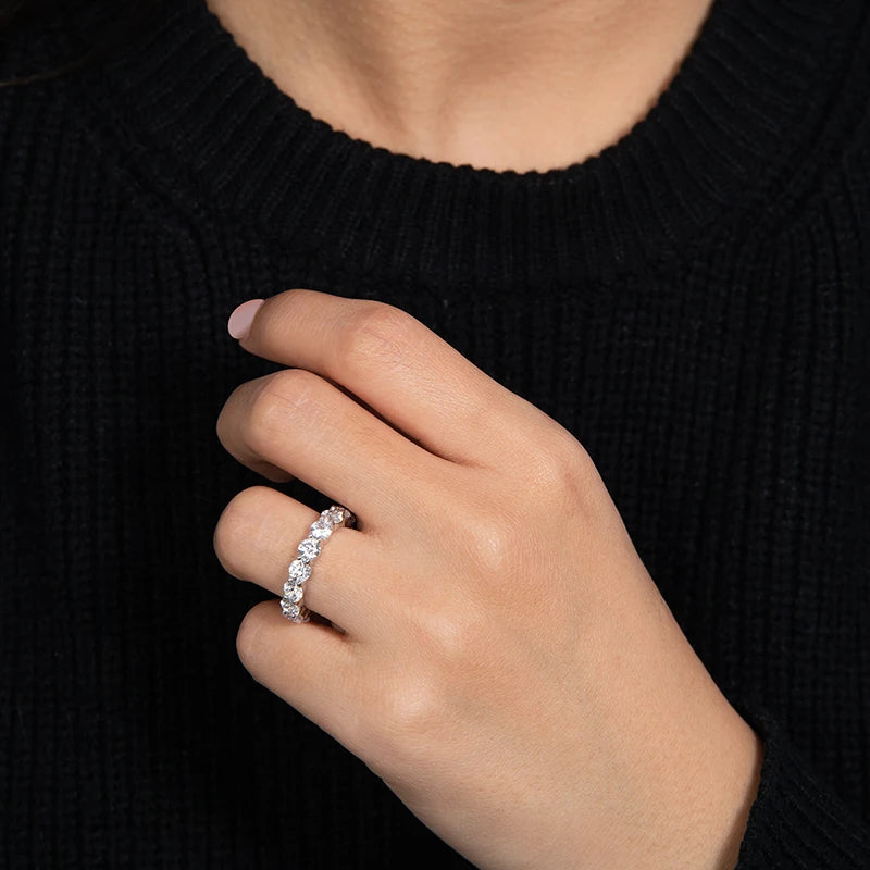 Womens Sterling Silver Round Cut Eternity Wedding Ring