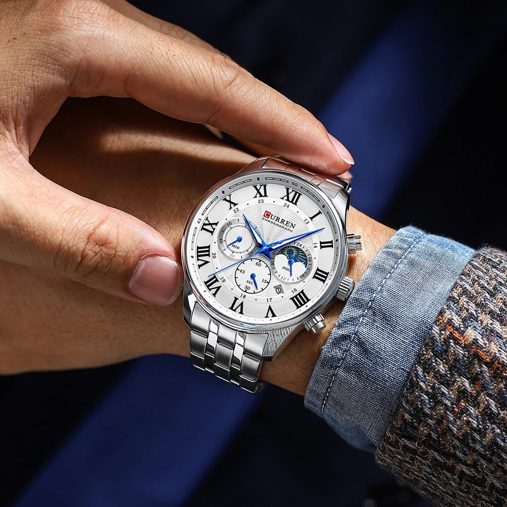 Men's Stainless Steel Chronograph Luminous Watch