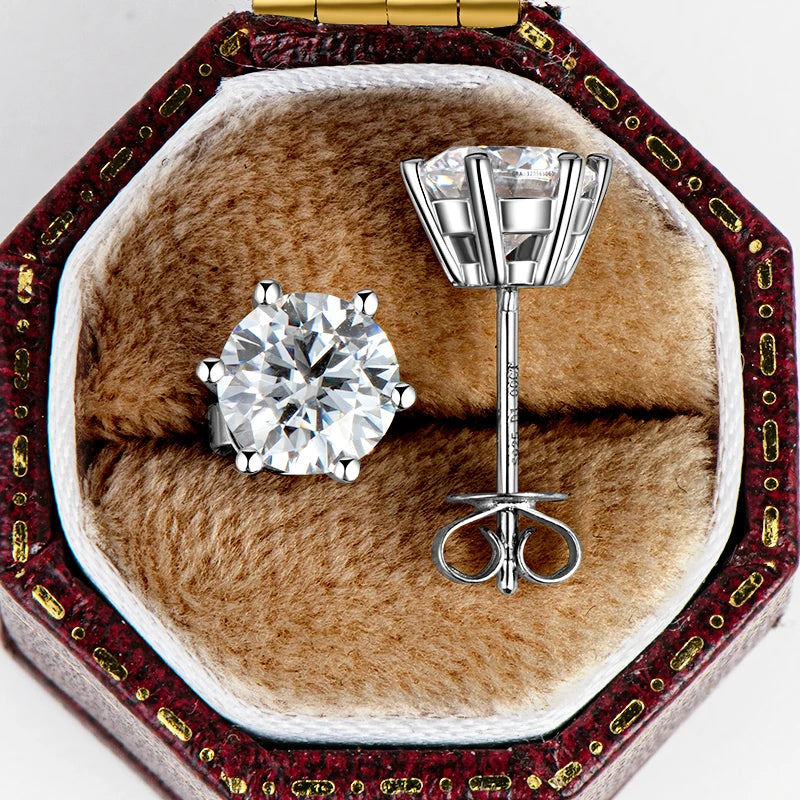 Moissanite  Silver Diamond Women & Mens Stud Earrings