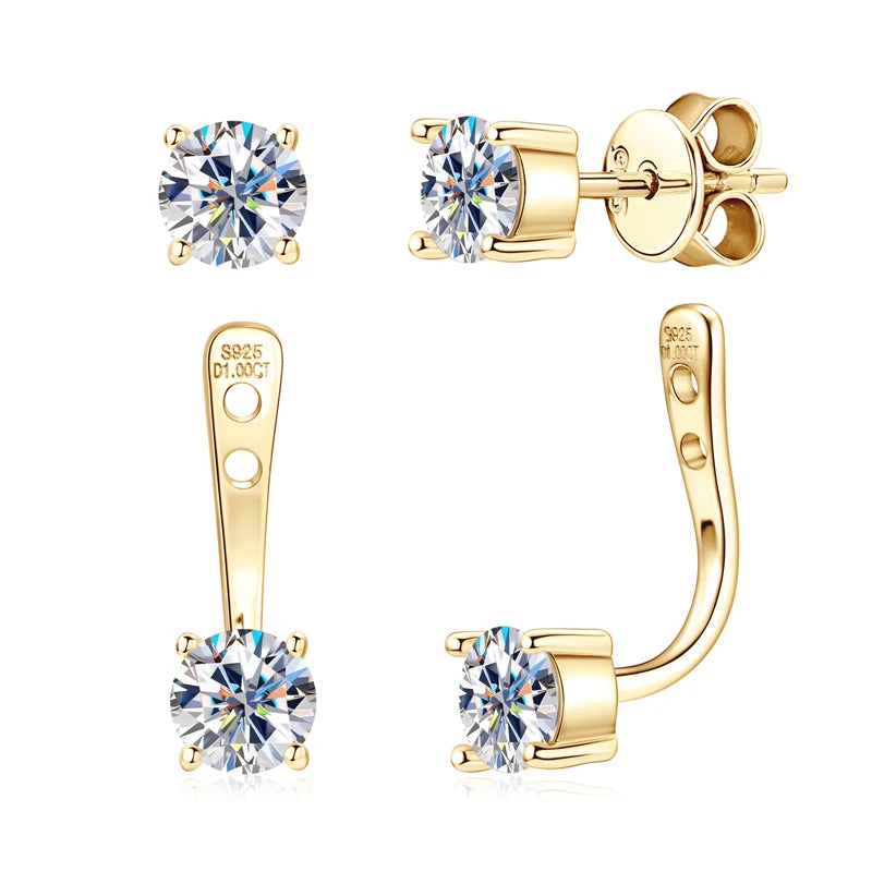 Moissanite Stud Drop Earrings for Women, 925 Silver Piercing