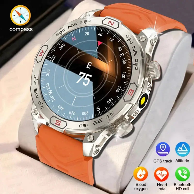 Smart Watch, Mens AMOLED HD Screen Bluetooth Call, Heart Rate Watches,fashion smart Watch,Fit Bit Mens Watch