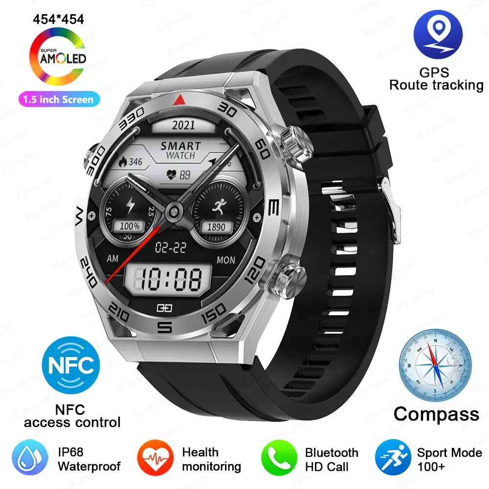 Smart Watch Men GPS Compass Heart Rate ECG+PPG Bluetooth Call. Fit Bit Mens Watch,Mens Smart Watch